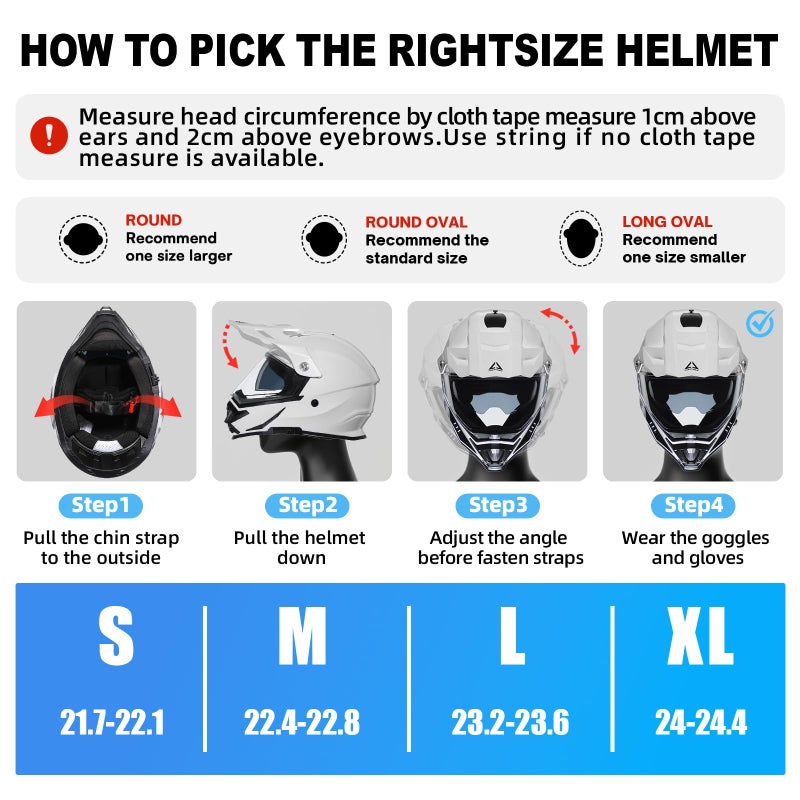 TRIANGLE Dual Sport Motorcycle Helmet Dirt Bike Helmets ATV Full Face Helmet for Adults Men with Internal Sunshield DOT Approved - Image 5
